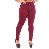 Calça Legging Modeladora Com Cinto Canelado