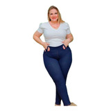 Calça Legging Plus Size Cotton Jeans Cintura Alta 46 Ao 54