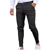 Calça Masculina De Trabalho Casual Slim Fit Fecho De Botão Cintura Elástica Calça Reta Y2 Cinza Escuro M