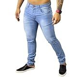 Calça Masculina Jeans Slim Fit Com Lycra Tamanho 44 Azul Claro