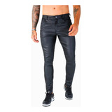 Calça Masculina Preta Resinada Slim Pit Bull Jeans 81063