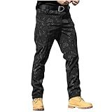 Calça Masculina Tática Cargo Militar Ripstop Leve Algodão Elástico Combate Ao Ar Livre Caminhada Trabalho Caminhada Calça B2 Preto XGG