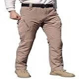 Calça Masculina Tática Resistente à água- Militar- Para Caminhada- Caminhada- Leve- Com Vários Bolsos- Combate Ao Ar Livre- Caqui- XGG