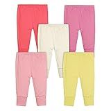 Calça Mijão Bebê Kit 5 Peças Feminino Algodão Cor Rosa Tamanho G