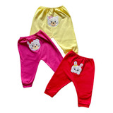 Calça Mijão Culote Menina Bordado Kit Com 3