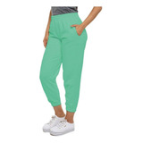 Calça Moletom Feminina Jogger Cós Alto Bolso Lateral