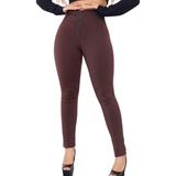 Calça Montaria Feminina Skinny Flanelado Ziper E Bolso