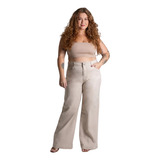 Calça Sawary Plus Size Wide Leg Color Com Lycra 278248