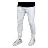 Calça Skinny Branca Masculina Jeans Com