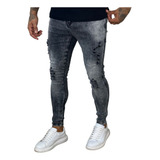 Calça Skinny Preta Rasgada Masculina Jeans