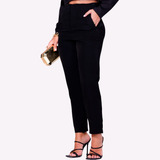 Calça Skiny Alfaiataria Feminina Cintura Alta Com Bolso