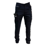 Calça Tática Jeans Preto Impermeável Bolsos Cargo Militar