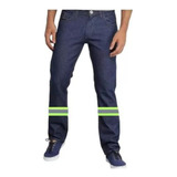 Calça Trabalhador Jeans Diversos Tamanhos Faixas Refletivas