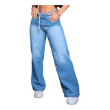 Calça Wide Leg Feminina Pantalona Cintura Alta Sarja Premium