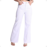 Calça Wide Leg Jeans Pantalona Cintura Alta Moda Casual