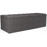 Calçadeira Recamier Baú Dália 160x50 Cm Linho Cinza Escuro Cor Cinza escuro