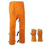 Calças De Solda De Couro Dividido Resistente Proteção De Perna Resistente Ao Calor E Chamas Tamanhos Ajustáveis Marrom 41