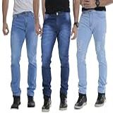 Calças Jeans Masculinas Sarja Skinny Com