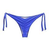 Calcinha De Biquíni Levanta Bumbum Fio Duplo Amarradinha Azul P 