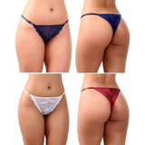 Calcinha Fio Duplo String Kit C 3 Renda Com Regulagem Sexy