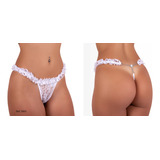 Calcinha Fio Tule Joia Gota 3 Alças Sensual