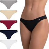 Calcinha Tanga Clássica Algodão Loba Lupo kit C 5 Unidades 