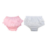 Calcinha Tapa Fraldas Bunda Rica Babados Rosa E Branca Kit 2