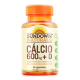 Cálcio Calcium 600 vitamina D Sundown C 30 Comprimidos