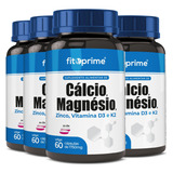 Cálcio Magnésio Zinco Vitaminas D3 K2 Mdk 60cps Kit 4 Potes