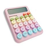 Calculadora Colorida De Mesa Simples 12 Digitos Botões Grande Solar Rosa