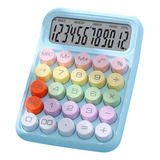 Calculadora Estilo Retrô Colorida Teclado Mecânico Escolar Cor Azul celeste