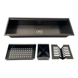 Calha Canal Organizador Escorredor Embutir Úmida 60cm Preta Cor Aço Inox Preto