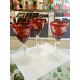 Calices Vino Critala Lapidadas Vermelhias Hermosas