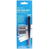 Caligrafia Sinoart Dip Pen Set 5 X Penas Stub Cabo