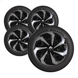 Calotas Aro 15 Jogo Clio Logan Sandero Fluence Preto E Prata