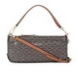 Calvin Klein Bolsa De Ombro Feminina Lucy Com Compartimento Triplo Marrom Cáqui Caramelo Em Relevo One Size