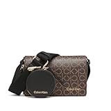 Calvin Klein Bolsa Tiracolo Feminina Millie Com Compartimento Triplo Marrom Cáqui Preto One Size
