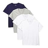 Calvin Klein Camiseta Masculina De Algodão Com Ajuste Clássico Manga Curta Gola V Pacote Com 4 Branco 2 Np1900 110 Obsidiana Cinza G