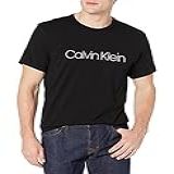 Calvin Klein Camiseta Masculina De Manga Curta E Gola Redonda Logotipo Branco W Preto G