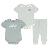 Calvin Klein Conjunto De 2 Bodies E Calça Para Bebês Meninas Azul Claro Marshmallow 0 3 Meses