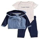 Calvin Klein Conjunto De 3 Peças De Calça Para Jaqueta Para Bebês Meninos Azul Medieval Quier Harbor Marshmallow 18 Meses
