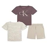 Calvin Klein Conjunto De 3 Peças De Shorts De Malha Para Bebês Meninos Pardal Pedra 24M