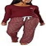 Calvin Klein Conjunto De Pijama Feminino De Lã De 2 Peças Marrom P
