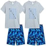 Calvin Klein Conjunto De Pijama Para Meninos 4 Peças Para Dormir E Relaxar E Shorts De Pijama Conjunto De Pijama Para Meninos P GG Camuflagem Cinza Azul P