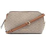 Calvin Klein Hailey Signature Bolsa Tiracolo Com Três Compartimentos Amêndoa Castanho Acinzentado Caramelo Linear One Size