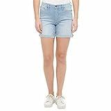 Calvin Klein Jeans Feminino Curto De Brim Com Punho Dobrável- Railroad Stripe- 14