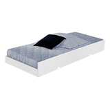 Cama Auxiliar Solteiro Branca E Colchão 78cm Mdf