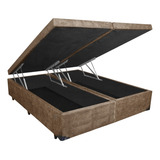 Cama Baú Bi partida Casal Premium Suede Bege 138x188x41