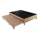 Cama Box Base C auxiliar Casal Sommier Rústico Bege 138x30