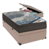 Cama Box Baú Bege E Colchão Iso Superpocket Solteiro Ortobom